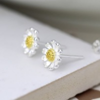 Sterling Silver and Yellow Gold Daisy Earrings by Peace Of Mind